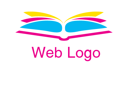 horizontal colorful open book printing logo