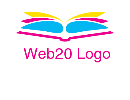 horizontal colorful open book printing logo