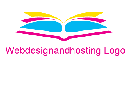 horizontal colorful open book printing logo