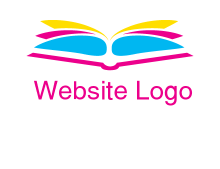 horizontal colorful open book printing logo