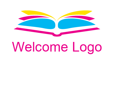 horizontal colorful open book printing logo