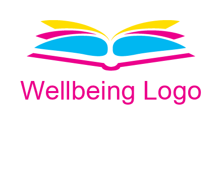 horizontal colorful open book printing logo
