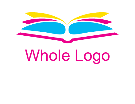 horizontal colorful open book printing logo