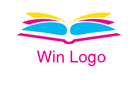 horizontal colorful open book printing logo