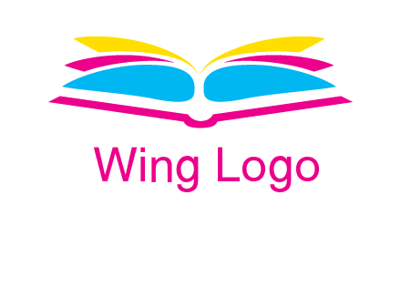 horizontal colorful open book printing logo