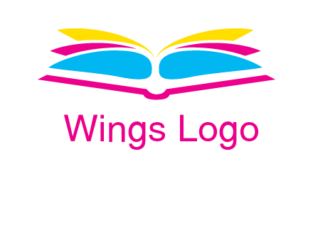 horizontal colorful open book printing logo