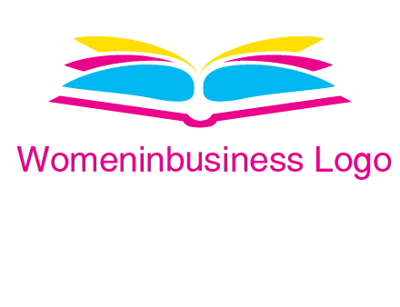 horizontal colorful open book printing logo