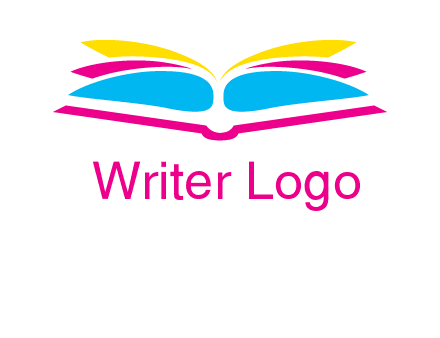 horizontal colorful open book printing logo