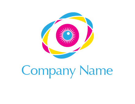 colorful abstract oval eye in center printing logo