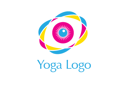 colorful abstract oval eye in center printing logo