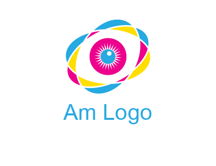 colorful abstract oval eye in center printing logo