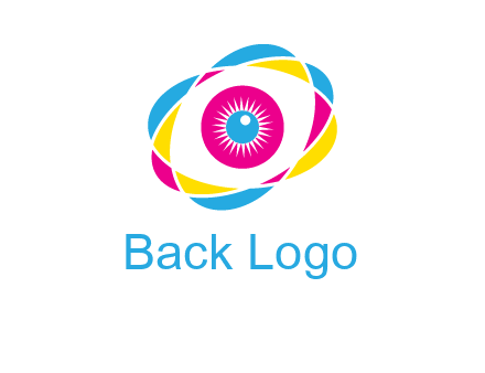 colorful abstract oval eye in center printing logo