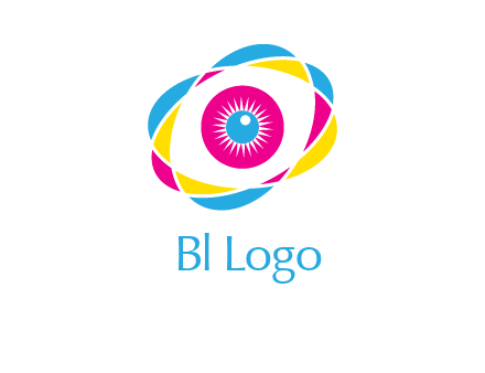 colorful abstract oval eye in center printing logo