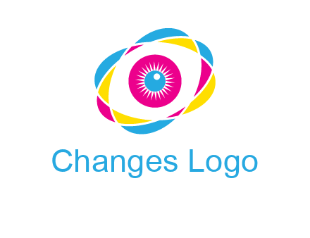 colorful abstract oval eye in center printing logo