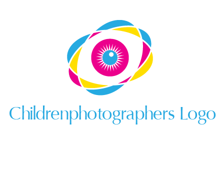 colorful abstract oval eye in center printing logo