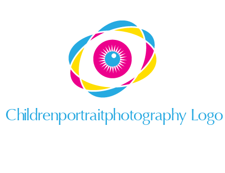 colorful abstract oval eye in center printing logo