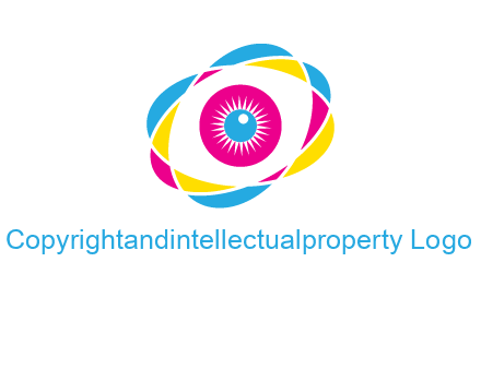 colorful abstract oval eye in center printing logo
