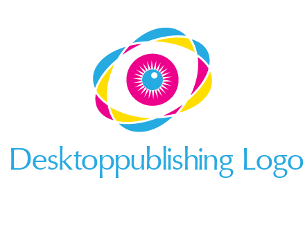 colorful abstract oval eye in center printing logo