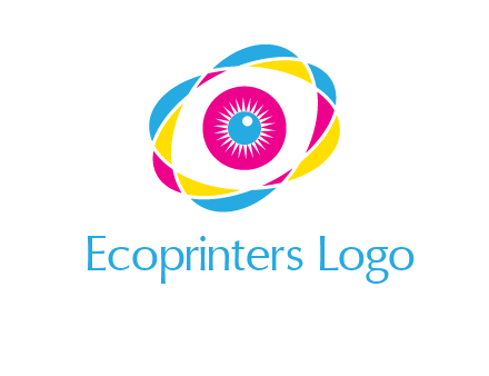 colorful abstract oval eye in center printing logo
