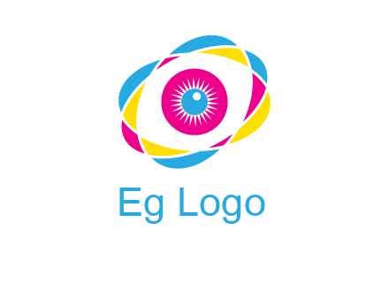 colorful abstract oval eye in center printing logo