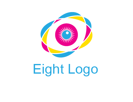 colorful abstract oval eye in center printing logo