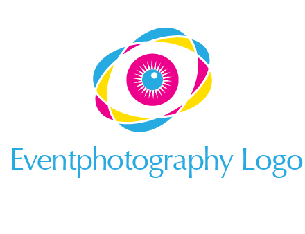 colorful abstract oval eye in center printing logo
