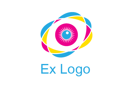colorful abstract oval eye in center printing logo