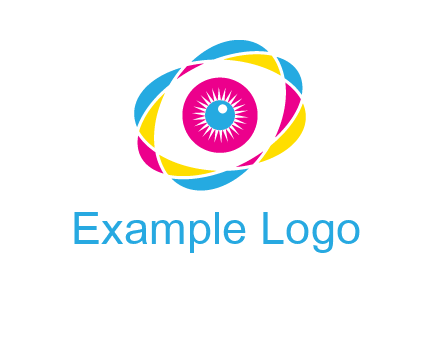 colorful abstract oval eye in center printing logo