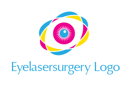 colorful abstract oval eye in center printing logo