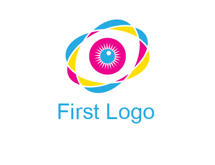 colorful abstract oval eye in center printing logo