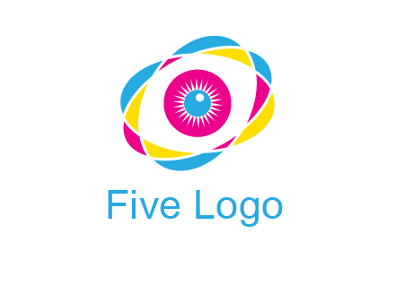colorful abstract oval eye in center printing logo