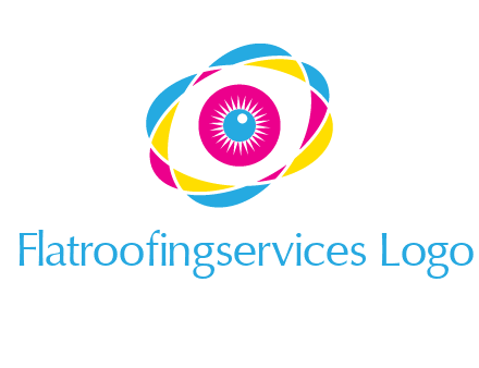colorful abstract oval eye in center printing logo