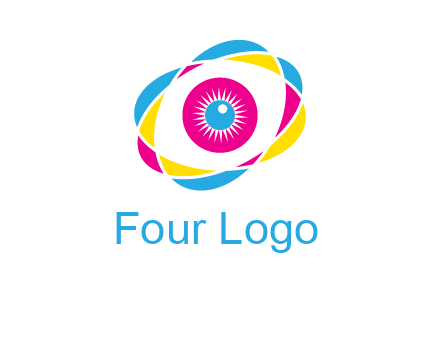 colorful abstract oval eye in center printing logo