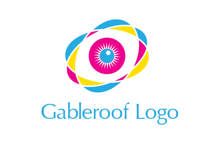 colorful abstract oval eye in center printing logo
