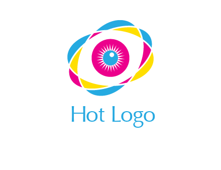 colorful abstract oval eye in center printing logo