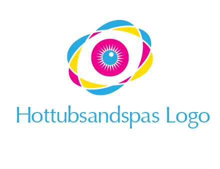 colorful abstract oval eye in center printing logo