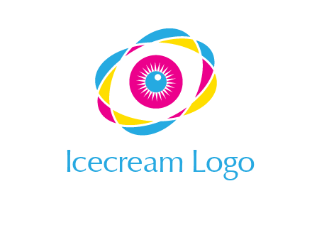 colorful abstract oval eye in center printing logo