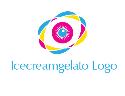 colorful abstract oval eye in center printing logo