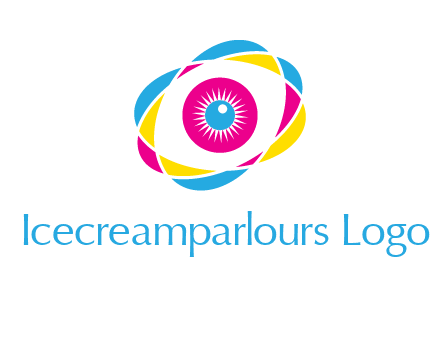 colorful abstract oval eye in center printing logo