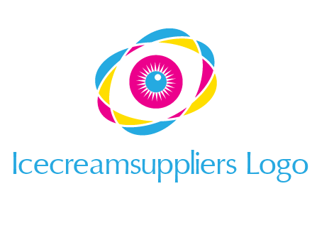 colorful abstract oval eye in center printing logo