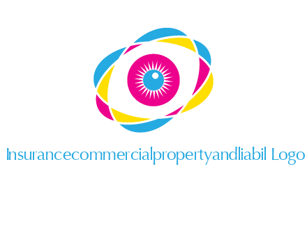 colorful abstract oval eye in center printing logo