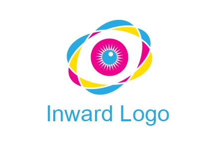colorful abstract oval eye in center printing logo