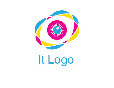 colorful abstract oval eye in center printing logo