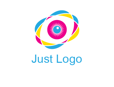 colorful abstract oval eye in center printing logo