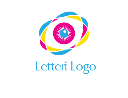 colorful abstract oval eye in center printing logo