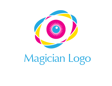 colorful abstract oval eye in center printing logo