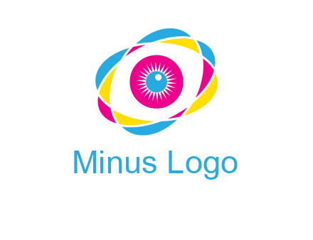 colorful abstract oval eye in center printing logo