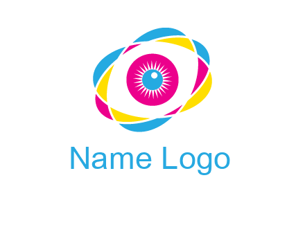 colorful abstract oval eye in center printing logo
