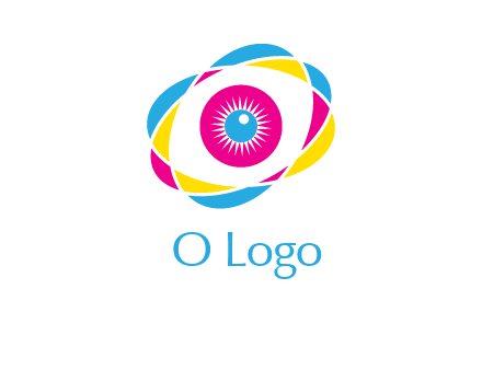 colorful abstract oval eye in center printing logo