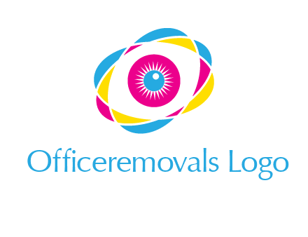 colorful abstract oval eye in center printing logo